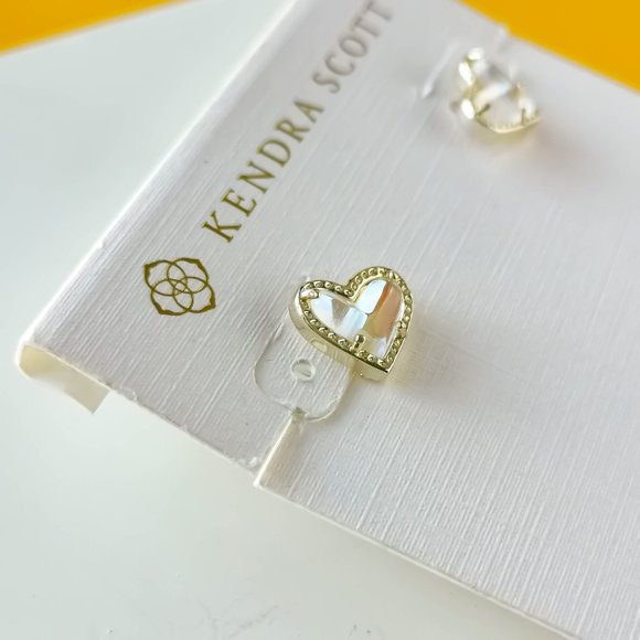 Ari Heart Gold Dichroic Glass Stud Earrings by Kendra Scott - Picture 2 of 3